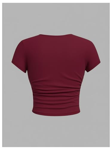 Image of SOLY HUX Girl's Basic Crop Top Set Crew Neck Short Sleeve T-Shirts 3 Packs Casual Summer Fitted Tees