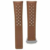 Ewatchparts Leather Watch Band Strap Clasp 22mm Compatible With Tag Heuer Monaco F1 Tan Orange Perforated