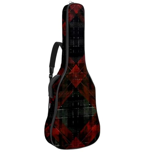 Sac de transport pour guitare acoustique tartan noir et rouge housse étanche