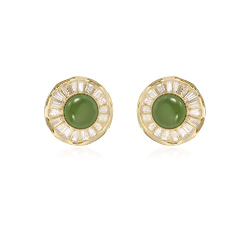 Pendientes Colgantes Damas Elegantes Pendientes Retro Plata esterlina con Incrustaciones Jaspe cúbico Zirconia Pendientes Damas Banquete Temperamento joyería Pendientes Mujeres