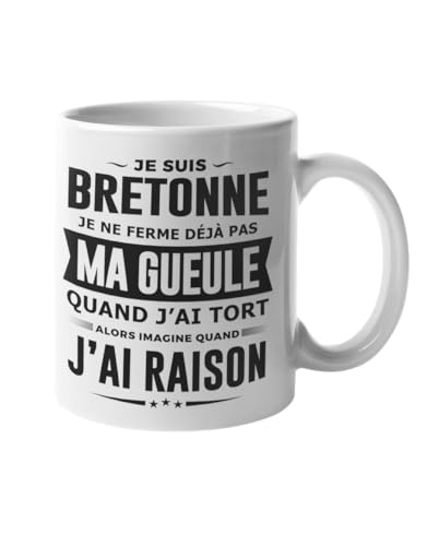 Mug Bretonne je ne ferme pas ma gueule - Cadeau Humour Bretagne – Idée Cadeaux BZH, Breizh, Anniversaire, Noël, Fête des Mères – Tasse 330 ml céramique pour une...