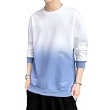[Aidemeng] パーカー メンズ トレーナー 秋服 長袖 Tシャツ グラデーショントップス プルオーバー ゆったり カジュアルおおきいサイズ 人気 服 メンズ コットン 柔らかい大きい サイズ 春秋冬-bai-lan-2XL