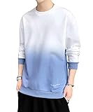 [Aidemeng] パーカー メンズ トレーナー 秋服 長袖 Tシャツ グラデーショントップス プルオーバー ゆったり カジュアルおおきいサイズ 人気 服 メンズ コットン 柔らかい大きい サイズ 春秋冬-bai-lan-3XL
