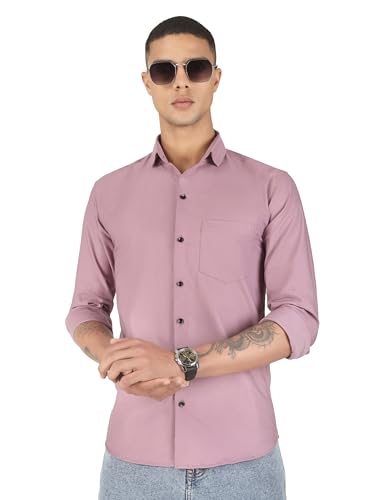 Image of Mens Cotton Lycra Full Sleeve Slim Fit Semi-Formal Shirt | Textured Pattern | Curved Hem