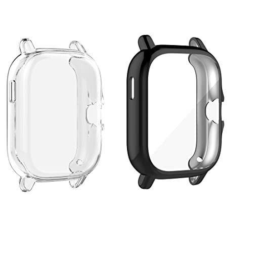 Braleto Funda Compatible con Amazfit GTS 3,Anti-Rasguños Protector de Pantalla TPU Suave Ultra Protección Completa Carcasa para Amazfit GTS 3 (Transparent&Negro)