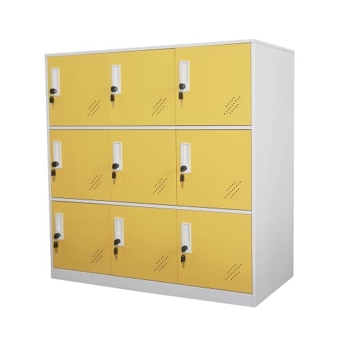 MECOLOR Living Room Organizers and Storage Small Metal Storage Cabinet with Lock for Toy and Cloth and self Belonging Storage (Yellow, 9D)