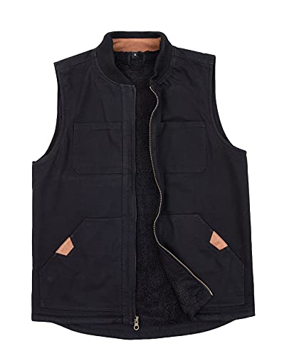ThCreasa Mens Sherpa Fleece Lined Vest Sleeveless Zip Up Winter Outdoor Travel Fishing Vest Jacket