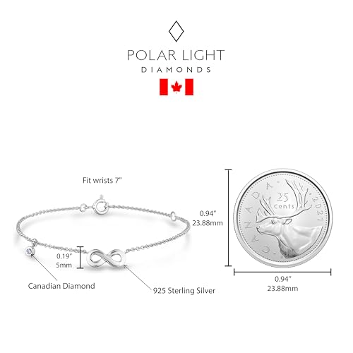 Image of Polar Light Signature Canadian Diamond Charm Bracelet in .925 Sterling Silver - Choice of Rolo or Paperclip Style Chain