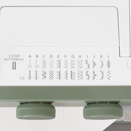 Image of Janome 1522SG Mechanical Sewing Machine - Aesthetic Soft Green Sewing Machine for Beginners, 22 Built in Stitches, 1 Step Buttonhole, Heavy Duty Metal Frame, Built in Needle Threader for Easy Use