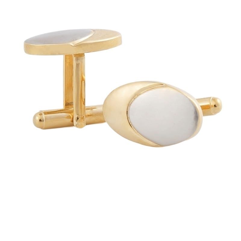 Gemelos de Cobre Cepillado de Dos Tonos galvanizados for Hombre, Brazalete francés Dorado, Perno Prisionero de Boda