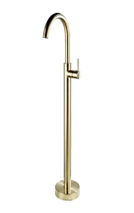 Aquieen Fluid Series Free Standing Floor Mounted Basin Mixer with Provision for Hot & Cold Water (Gold)