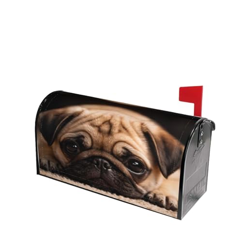 Image of Dujiea Pug Dog Mailbox Wrap - Waterproof Magnetic Post Box Cover, Large Size 25.5 inch L x 21 inch W - Garden Yard Outside Farmhouse Home Decor