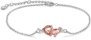 YAFEINI Pig Bracelet 925 Sterling Silver Tree Branch Origami Pig Bracelet Jewellery Gifts for Women Mom Wife