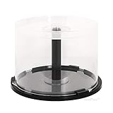 AcePlus Replacement Plastic Cakebox Holders for 50-Discs in Clear Cover with Black Spindle for CD, DVD, or Blu-Ray Storage (4-Pack)