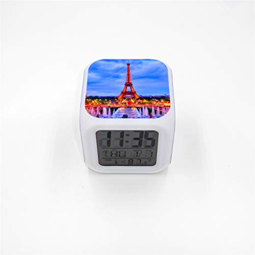 Egs New Eiffel Tower Dusk Lights Digital Alarm Clock Blue Desk Table Led Alarm Clock Creative Personalized Multifunctional Battery Alarm Clock Special Toy Gift For Unisex Kids Adults #TOP2