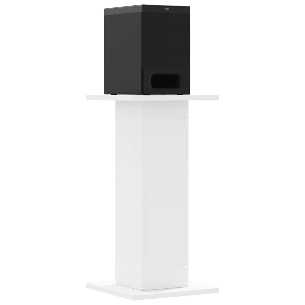 2 supporti per altoparlanti, in legno, bianco, 30 x 30 x 60 cm, design cavo da riempire con sabbia per ridurre le vibrazioni e migliorare la qualità del suono