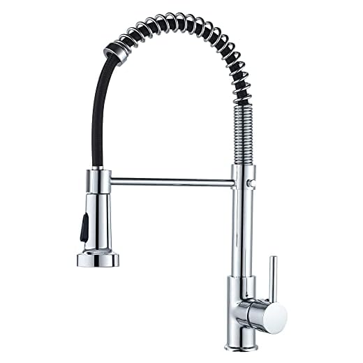 Grifo de cocina extraible con resorte monomando muelle de latóngrifos para fregadero de cocina Agua Caliente y Fría (cromo)