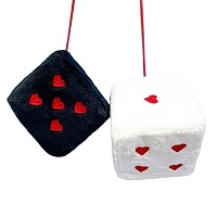 Heart Shaped Vintage Embroidered Plush Dice – Cute Car Decor For Rearview Mirror In Blue
