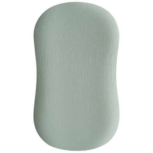 Image of Konssy Muslin Baby Lounger Cover 1 Pack, 100% Cotton Newborn Lounger Sheets, Soft and Breathable Baby Nest Slipcover, Cover Only (Green)