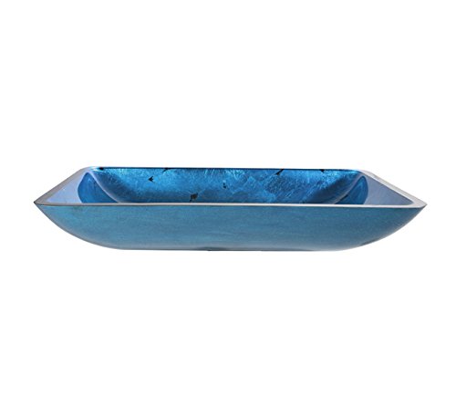 Kraus GVR-204-RE-SN Irruption Blue Rectangular Glass Vessel Bathroom Sink with PU Satin Nickel