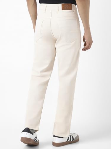 Urbano Fashion Men Mid Rise Straight Fit Washed Jeans Ecru - Image 5
