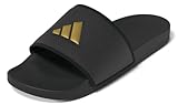 adidas Unisex Adilette Comfort Slide Sandal, Black/Gold Metallic/Black, 9 US Men