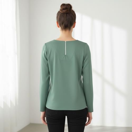 Image of BLACKSMITH Long Sleeve Key Hole Neck Formal Office Shirt for Women | Women Stylish Western Tops