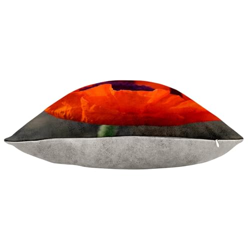 Coussin similicuir blanc toucher cuir coquelicot inclus