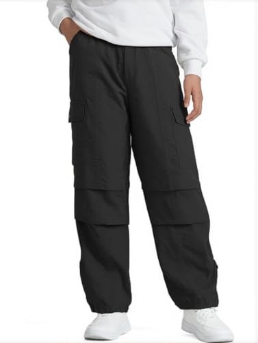 SANGTREE Boy's Drawstring Waist Pleated Front Baggy Cargo Pants, 4-14 Years2