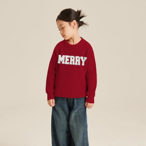 CM C&M WODRO Girl’s Merry Sweater Christmas Knit Crewneck Long Sleeve Pullover Cute Holiday Jumper Tops 7-11 Years4