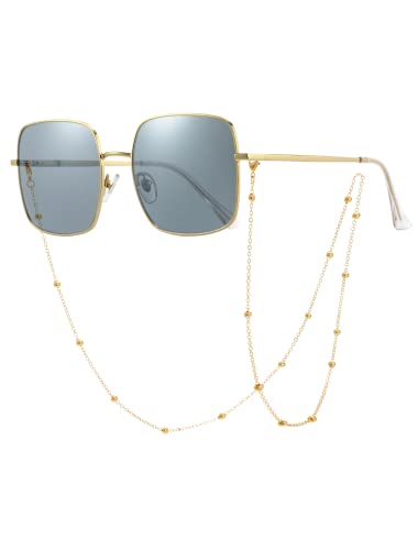 Image of Veda Tinda Vision Sunglasses for Women Trendy Retro 70s 90s Womens Oval and Square Shades UV400 Protection with Glasses Chain
