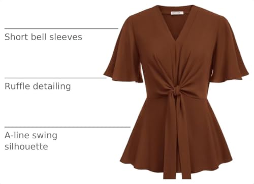 Image of GRACE KARIN Women's Elegant V-Neck Tie Waist Flowy Peplum Shirt Tops