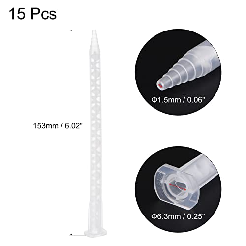 Image of uxcell 15 Pcs Epoxy Tubes Static Mixer, 6.02-inch Plastic Resin Mixing Nozzle Pointed Tip for AB Glue Adhesive Gun Applicator 50mL Cartridges, White