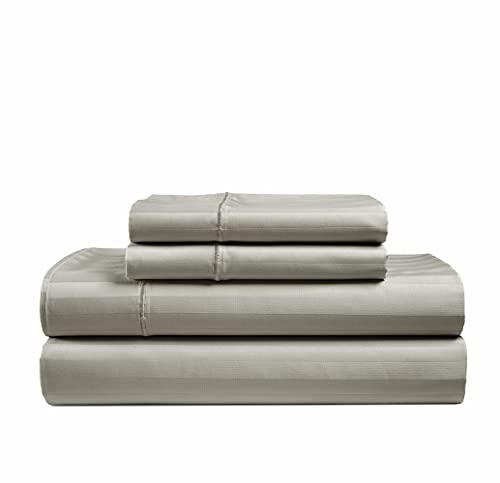 Bedding Sheets & Pillowcases, Sheets For Queen Sized Bed, Queen Bed Sheets, Queen Sheets Light Grey, Damask Striped, Bed Sheets, Sateen Weave, 4 Piece, Sheet Set, 16" Deep Pocket Queen Sheets- Silver #TOP1