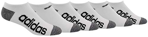 adidas mens Superlite Linear No Show Socks (6-Pair), White Black - White Marl Black, Large