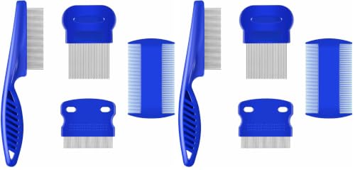 Image of 8 Pack Flea Lice Comb, Stainless Steel Dog Cat Grooming Combs with Rounded Teeth, Double Sided Professional Pet Tear Stain Remover, Dematting Tool for Small, Medium & Large Pets