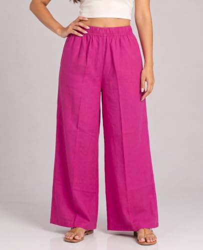 Image of Plaazo Women's Cotton Palazzo | Wide Leg Palazzo for Women | Soft Breathable High Waist Bottom Wear | Comfortable Casual, Office, Travel for Women