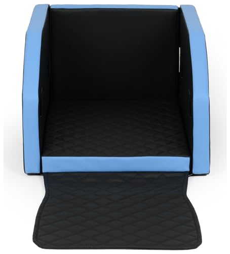 Velinda Trasportino Pieghevole per Cani Sedile Posteriore Auto Materasso Cintura 55x70cm (Colore: Nero, Blu)