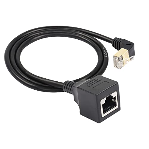 SinLoon RJ45 Cat8 Ethernet Cable,90 Degree Male to Female High Speed Cat8 Network Cable,40Gbps 2000Mhz SFTP Patch Cord For Router Modem Server (down)