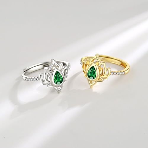 My Trauma Lotus Ring, S925 Sterling Silver Lotus Ring, Unique Flame Shape Lotus Ring, Open Adjustable Lotus Ring, Jewelry Gift for Female Sisters (Gold)3