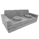 Mod Blox 10 Piece Soft Furniture Playset Modular Microsuede Foam Play Couch for Creative Kids (Light