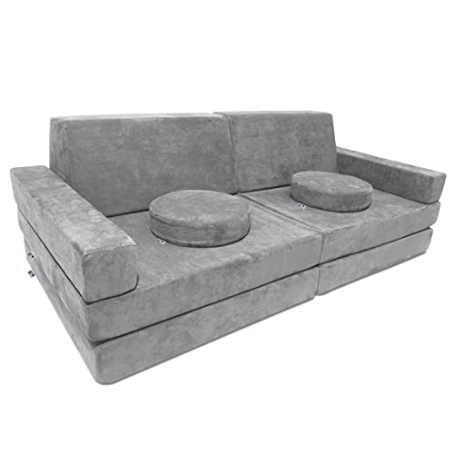 Mod Blox 10 Piece Soft Furniture Playset Modular Microsuede Foam Play Couch For Creative Kids (Light Gray) #TOP2