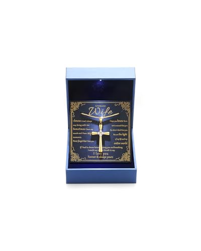 18K Gold Moissanite Cross Necklace Gifts for Wife Anniversary, Birthday Gifts for Wife, Wedding...