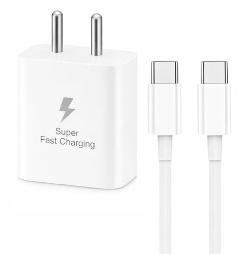 Image of 25W Charger for Galaxy with Type-C to C Cable | Super Fast Charging PD Adapter for Galaxy S26 /S25 Ultra, S24 FE, A56 /A36 /A16, M07 /M17 /M55 5G, F15 /F55 /Z Fold & S /A /M /F /Z Series - BIS Certified