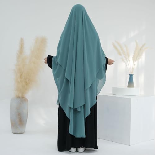 Boedaty Women's Elegant Muslim Chiffon Long Khimar Ramadan Lightweight Abaya Jilbab Eid Prayer Garment Wrap Hijab3