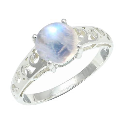 Bague pierre de lune en argent anti-allergie pour peaux sensibles