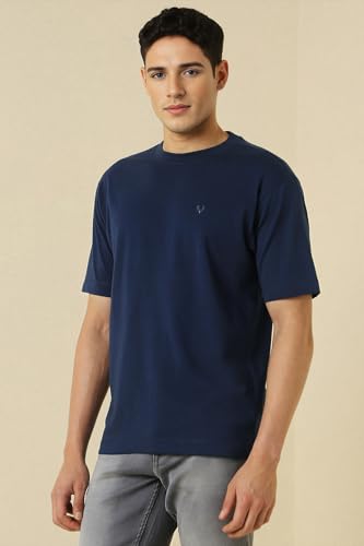 Image of Allen Solly Men's Cotton T-Shirt | Drop Shoulder | Back Print | Regular Fit | Casual Streetwear Style