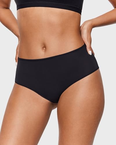 INLYRIC Women's Inbarely Soft Full Briefs - Mid Waist Underwear Breathable Stretch Tagless Ladies Panties 3 Pack2