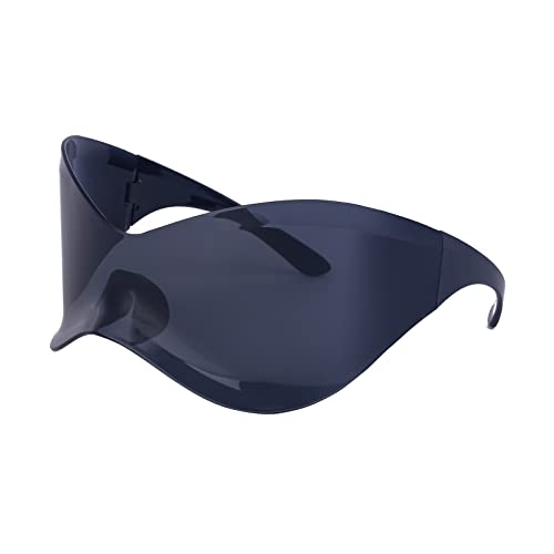 LJCZKA Futuristic Oversized Y2k Sunglasses for Men Women Wrap Around Fashion Shield Mask Cool Sun Glasses Ladies Shades