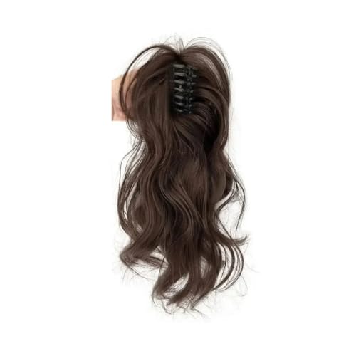 Cola de caballo Postizo de cola caballo rizada con pinza garra, postizo sintético for mujer Peinado(Dark Brown)
